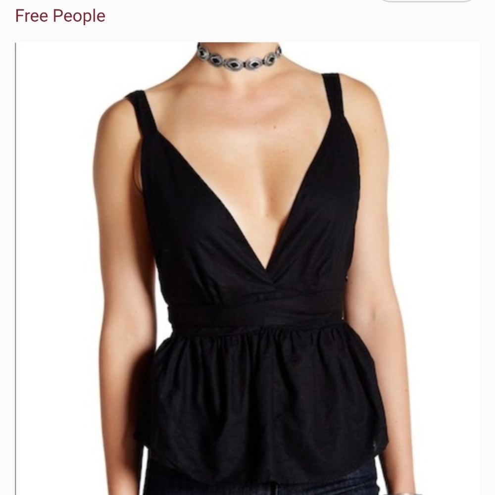 Free People Sexy Plunging Peplum Top